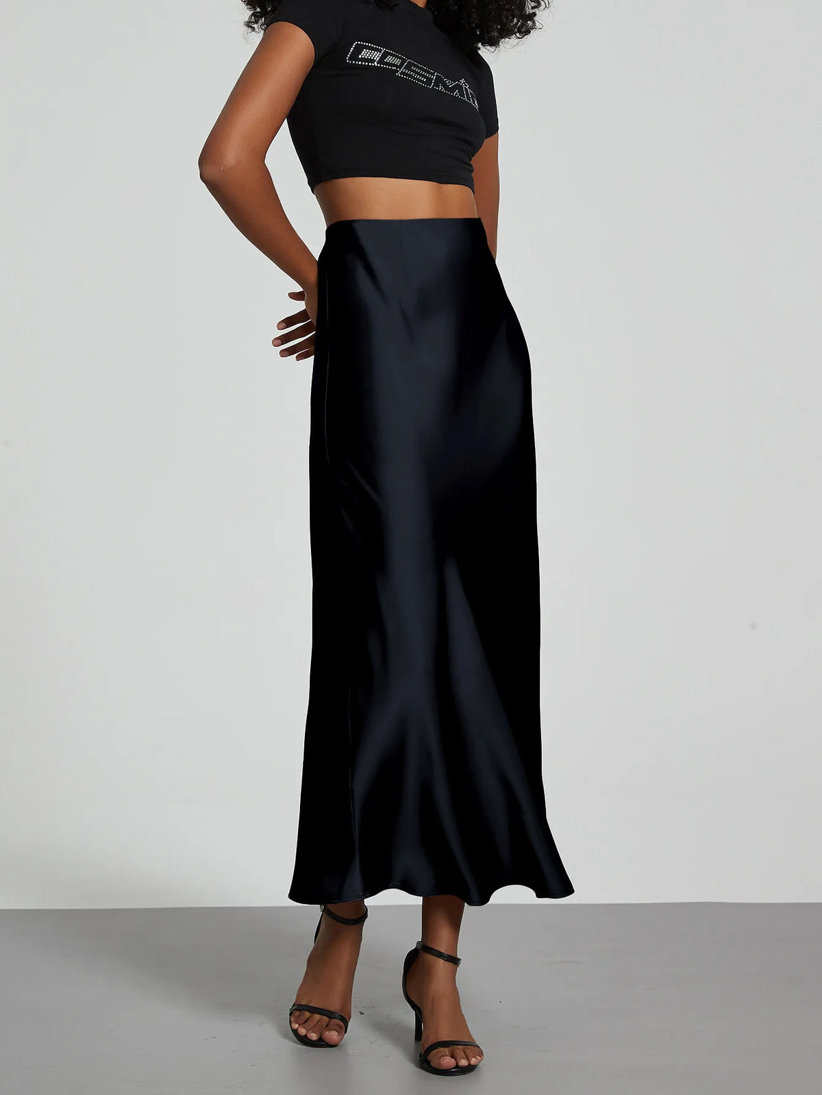21 Colors New 2026 Women's Elegant High Waist Satin Long Skirts Female Summer Solid Color Faldas - Matrix-studios.com
