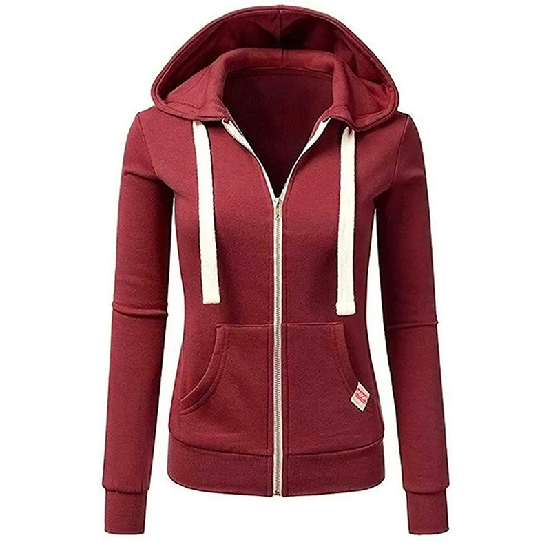 Autumn/Winter New Women'sPersonalized Fashion Sports Hoodie Long Sleeve Drawstring Pocket Zipper Coat Woolen Sweater Top CYXX386 - Matrix Studios