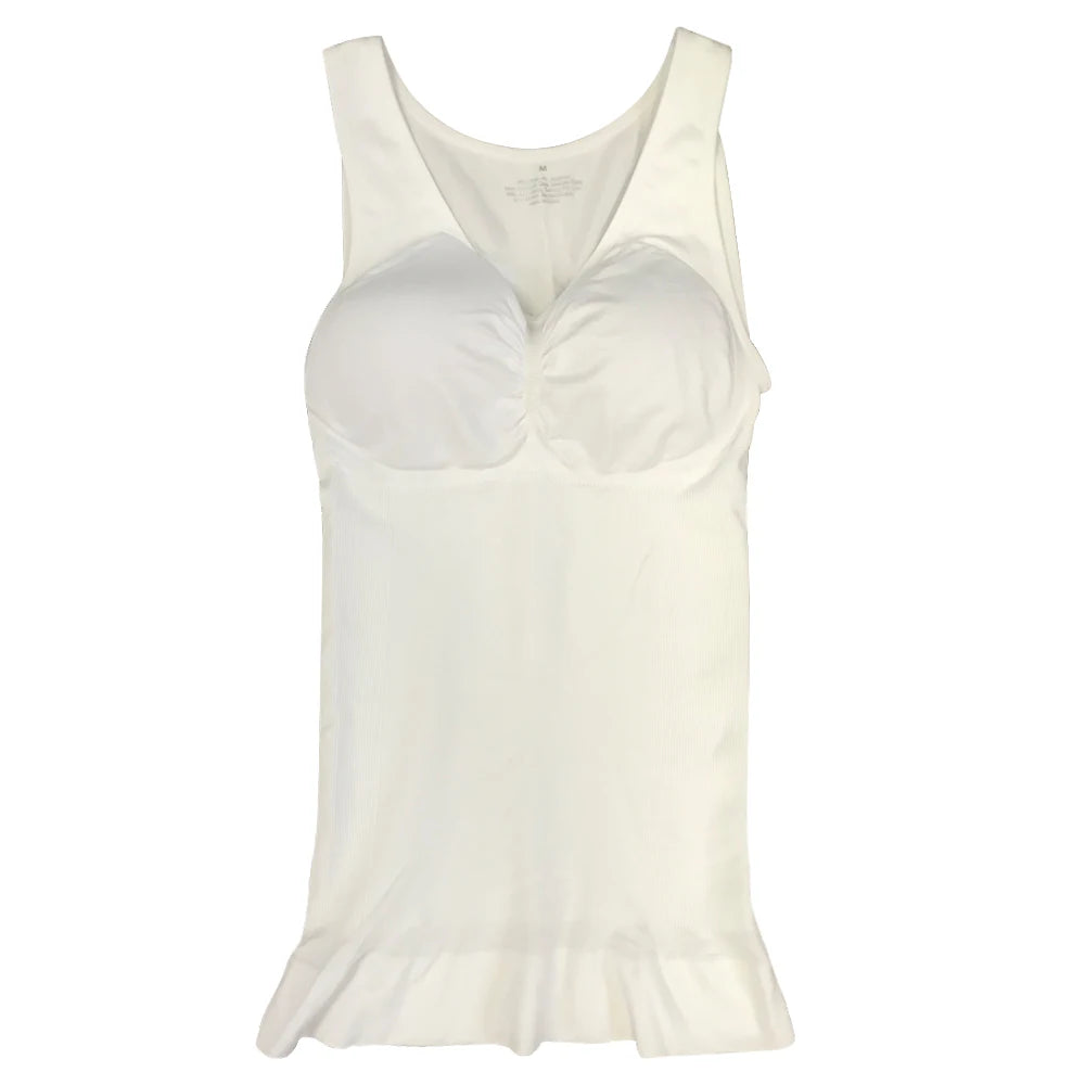 Women Tummy Control Shapewear Classic 2-IN-1 with Padded Bra High Elastic Vest Body Shaper Slim Up Lift Corset Cami Tank Tops - Matrix-studios.com