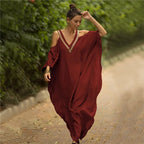 Kaftan Dresses Swimsuit Cover Up Maxi Dress Beach Wear Turkish Cold Shoulder Beach Outifits Summer Vacation - Matrix Studios