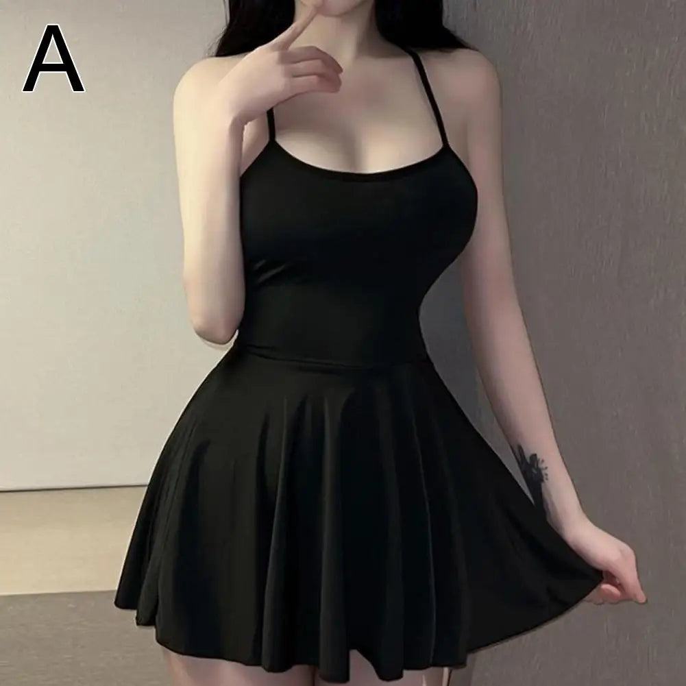 Sexy Women Pleated Micro MINI Dress Bandage Smooth Uniform Slip Mini Dress Night Club Outfits Allure Ruffled Dress Backless - Matrix-studios.com