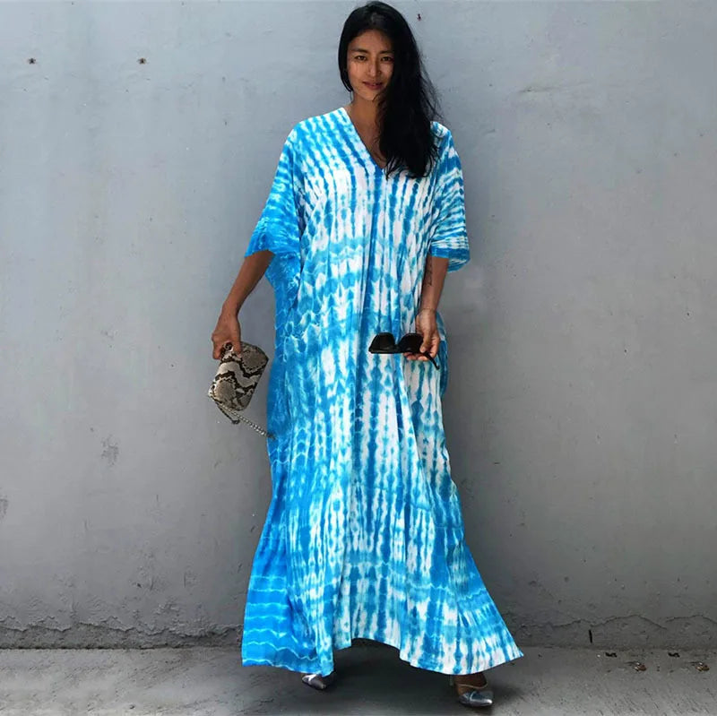 Women's Beach Kaftan Dresses Half Sleeve Caftan Swimsuit Plus Size Bathing Suit Cover Ups - Matrix Studios