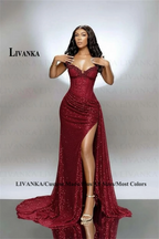 LIVANKA Sweetheart Neck Mermaid Evening Dresses Side High Split Floor-Length Prom Dresses Beading Customized Vestidos De Fiesta - Matrix Studios