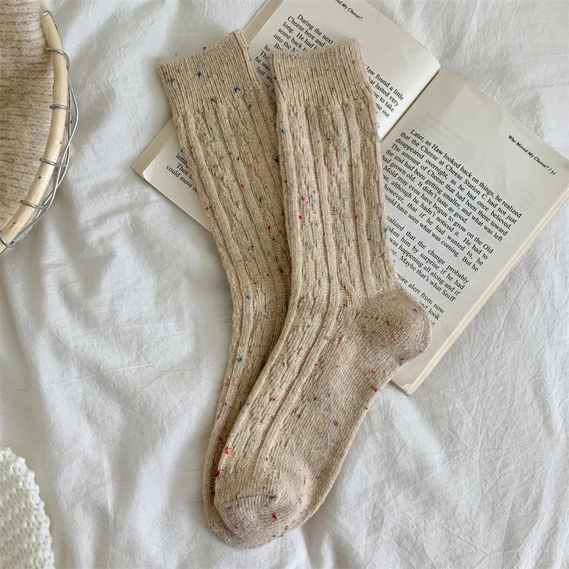 Women's Socks Winter New Novelty Fashion Japanese Style Casual Crew Socks Warm Striped Autumn Simple Wool Socks For Girls Trendy - Matrix Studios