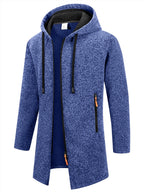 Men's Retro Zipper Jacket Mid Length Windbreaker Spring Autumn Winter Fleece Warm Jackets Fashion Casual Patchwork Yarn Coat - Matrix Studios