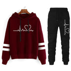 Womens Tracksuit Casual Stripe Versatile Sweatshirt Black Sweatpants Loose Print High Quality Outfits Single Piece Hoodies Pants - Matrix-studios.com