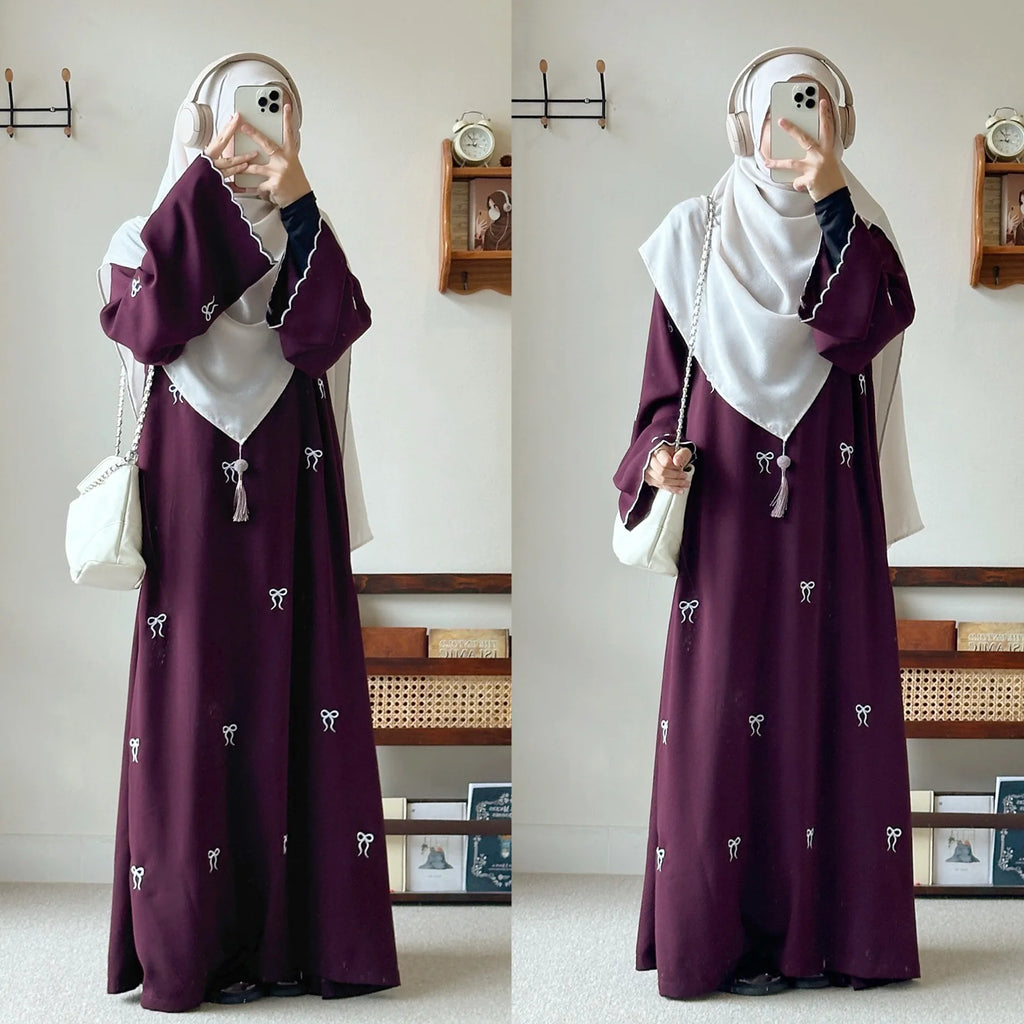 Luxury Dubai Butterfly Embroidery Abaya Muslim Women Modest Dress Islamic Femme Vacation Outfit 2025 Fashion Turkey Kaftan Robe - Matrix-studios.com