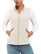 TACVASEN Fleese Sleeveless Vests Womens Fall Winter Thermal Hiking Golf Waistcoats Soft Casual Outerwear Zip Jackets 4 Pockets - Matrix Studios