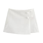 MUJER Pink White Mini Skirt Woman Skort Fashion Bow Skort For Women Summer Slit Short Skirt Woman Split High Waist Skirt Shorts - Matrix-studios.com