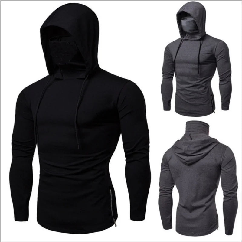 Summer Men's Hooded Sweatwear Casual Long  Sleeve Loose T-shirt Solid Color Lightweight Hoodie Fitness Breathable Tops - Matrix Studios