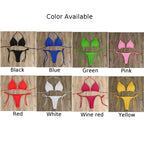 Women Tie Sexy Thong Bikini Set Side Swimsuit Bandage Style Brazilian Swimwear Split Strap Adjustable Solid Female Swimsuit Set - Matrix-studios.com