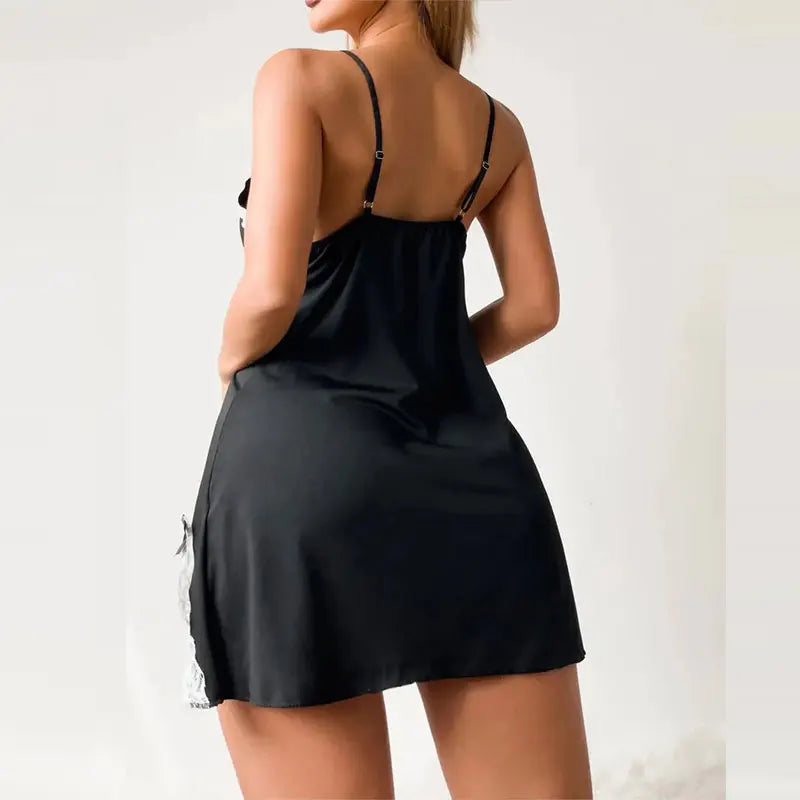 Plus Size Set Lace Bra And Thong Sets Sexy Dress Women's Lingerie V-Neck Nightgown Split Hem Soft Lingeries Female Clothes Hot - Matrix-studios.com