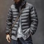 Maden Winter Men's Stand-up Collar Down Jacket Lightweight Hydrophobic White Duck Down Filling Coat Warm Inner Layer for Fall - Matrix Studios