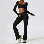 Yoga Set 2PCS Seamless Women Sportswear Workout Clothes Athletic Wear Gym Legging Fitness Bra Crop Top Long Sleeve Sports Suits - Matrix-studios.com