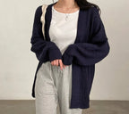 Slouchy Cardigan Knitted Drop Shoulder Long Sleeve Ribbed Open Front Sweater Jacket Women Teen-girl Fall Winter Basic Outfit - Matrix Studios