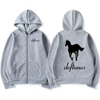 Deftones White Zip Up Hoodie Hip Hop Rock Band Zipper Sweatshirt Harajuku Oversized Long Sleeve Hoodies Coats Zipper Streetwear