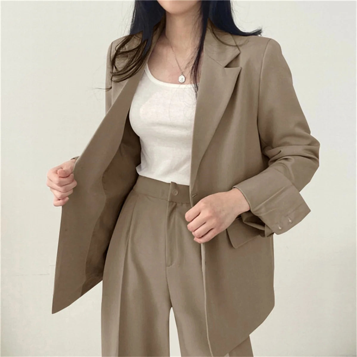 2026 Spring New Women's Clothing Suit Jacket Casual Pants Set Wide Leg Suit Pants Elegant Office Lady Business Suit Set Blazers - Matrix-studios.com