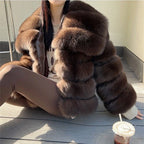 QUEENTINA Winter New Women's Real Fox Fur Coat With Collar Especially Overcoat Leather Female Natural Plus Size 2023 Luxury - Matrix Studios