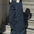 Jeans for Woman Y2k Clothes Relaxed Loose Fit Wide Leg Trousers Vintage American Retro Style with Rivet Patchwork Split Design - Matrix-studios.com