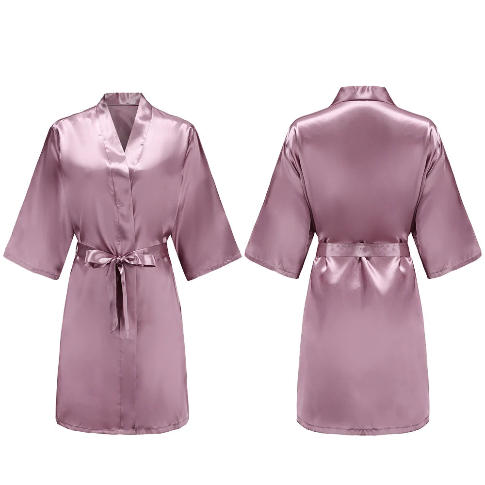 Women's Pure Short Silky Robes Bridesmaid Bride Party Satin Robes Sleepwear
