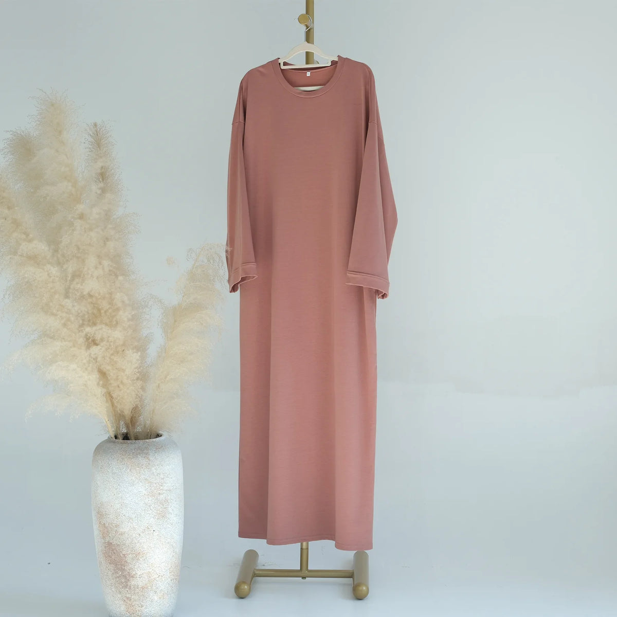 2024 New Modest Dress Solid Color Inner Dresses Muslim Women Dubai Abaya Eid Ramadan Islam Clothing Turkey Arabic Robe - Matrix-studios.com