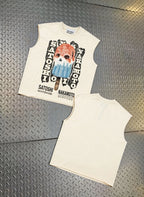 SATOSHI Vest Hip Hop Street Retro Washed Old Melted Popsicle Print Sleeveless Tshirts Men Women Cotton Round Neck Tank Tops - Matrix-studios.com