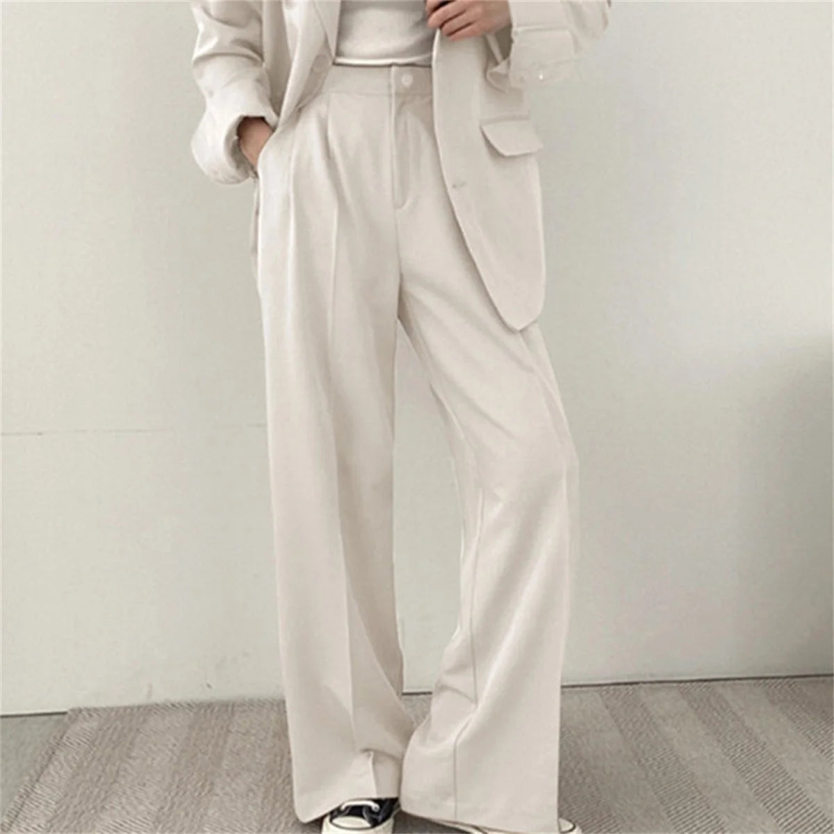 2026 Spring New Women's Clothing Suit Jacket Casual Pants Set Wide Leg Suit Pants Elegant Office Lady Business Suit Set Blazers - Matrix-studios.com