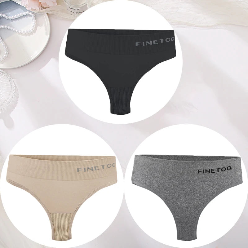 3PCS/Set Women's Panties Sexy Underwear FINETOO Large Size Thong Women Seamless Panties High Waist Girls Thongs M-2XL - Matrix Studios