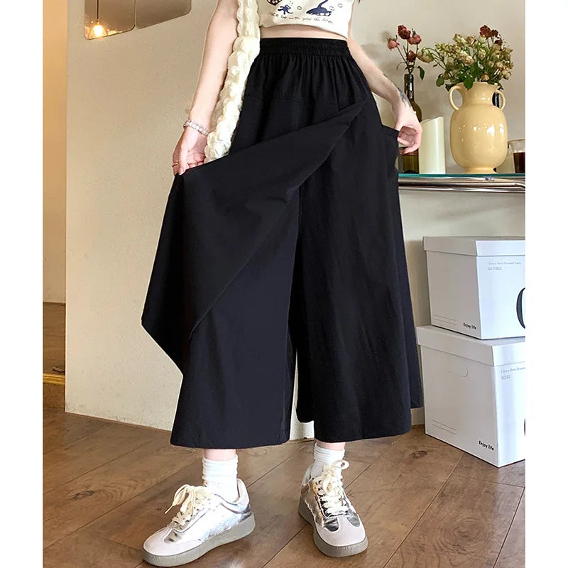 New Women Baggy High Waisted Designer Pants Lady Comfortable A-line Summer Trousers Female Fashion Versatile Wide Leg Slacks