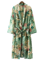 Bohemian Printed Bikini Cover-ups Green Tunic Long Kimono Cardigan Plus Size 2023 Women Beach Wear Swim Suit Cover Up A155 - Matrix Studios