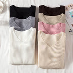 Autumn Winter Women Sweaters Casual Long Sleeve Knitted V Neck Pullover Sweater Femme Basic Solid Jersey Tops Fashion Clothes - Matrix-studios.com