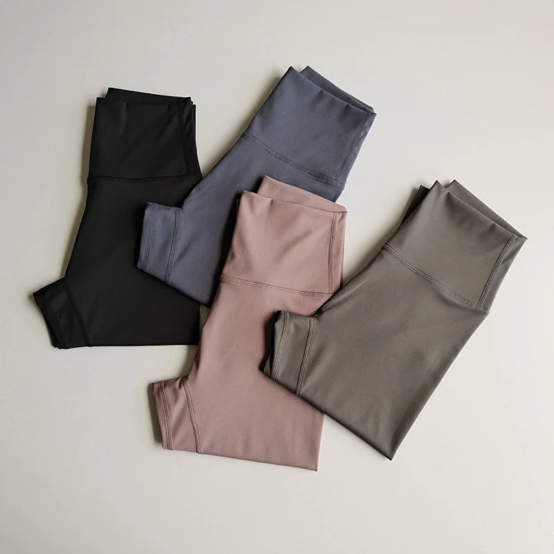 Fitness Pants Elastic Tight Fitting Seamless Naked Yoga High Waist Hip Lifting Quick Dry Running Sports Leggings Outdoor Wear - Matrix-studios.com