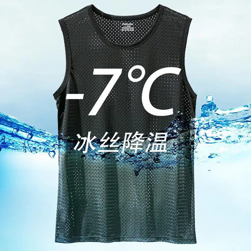 Men's Ice Silk Mesh Tank Tops Gym Stringer Transparent Bodybuilding Sleeveless Shirt Fitness Vest Male mesh Muscle Singlets Tops - Matrix Studios