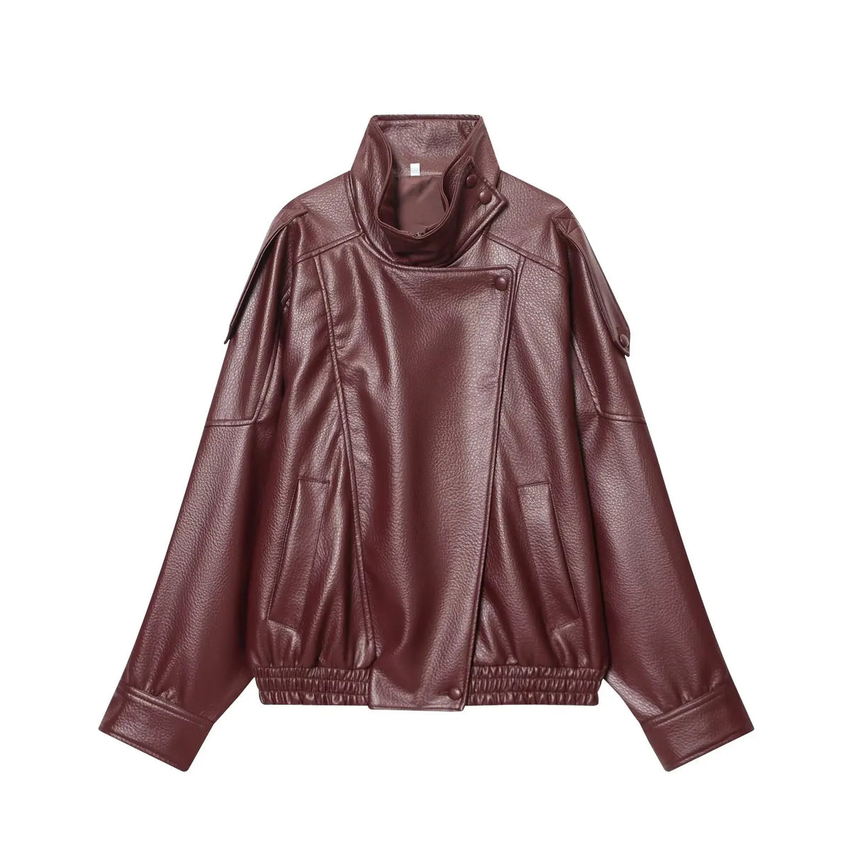 TFMLN 2025 Women Faux Leather Loose Jacket High Street Stand Collar Long Sleeve Coat Fashion Causal Zipper Outwear Autumn Winter - Matrix Studios