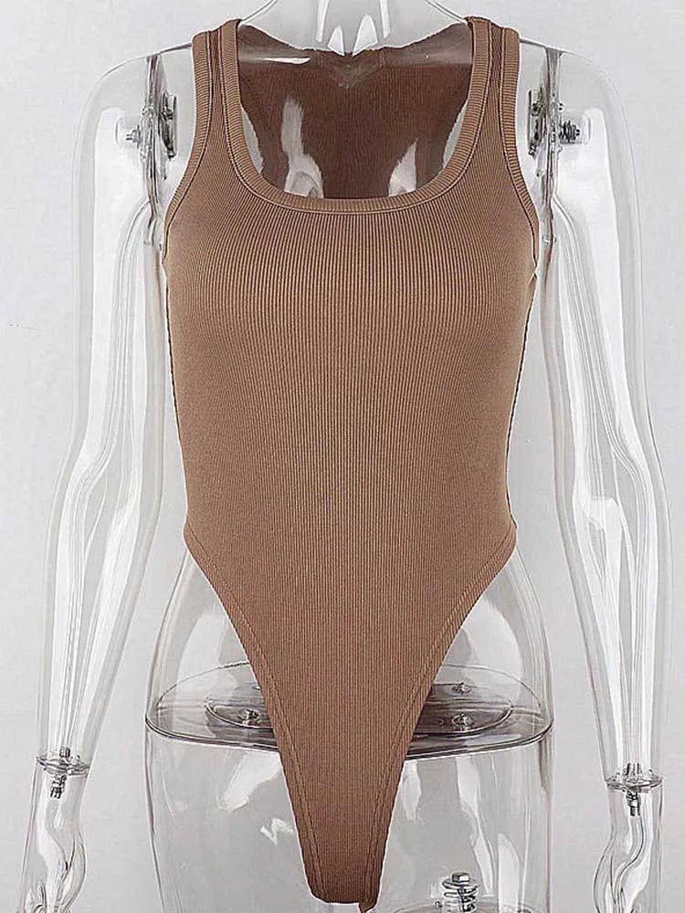 Sleeveless Knit Bodysuit Hot Summer Sexy Bodycon Off Shoulder Halter Tops Casual Street Bodice For Women ClubWear - Matrix-studios.com