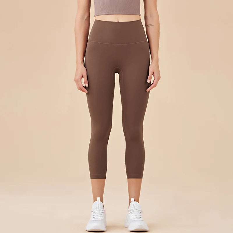 SOISOU Nylon Yoga Capri Pants Leggings Women's Pants Gym Sexy High Waist Tight Breathable Elastic Girl Sports Pants 13 Colors - Matrix-studios.com