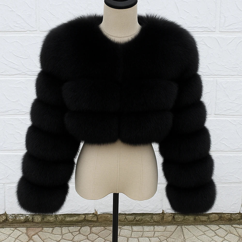 QUEENTINA Real Fox Fur Coat 30cm Women'S New Fashion Winter Leather And Skin White Clothing Natural New In Coats & Jackets - Matrix Studios