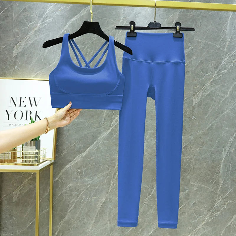 TRY TO BN Yoga Set 2 Piece Sport Bra High Waist Leggings Women's Tracksuit Fitness Tummy Control Squat Proof Workout Gym Clothes - Matrix-studios.com