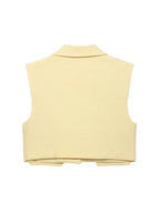 Women's Chic Vest Tops Fashion Cropped Waistcoat Sleeveless Lapel Collar Female Outerwear - Matrix Studios