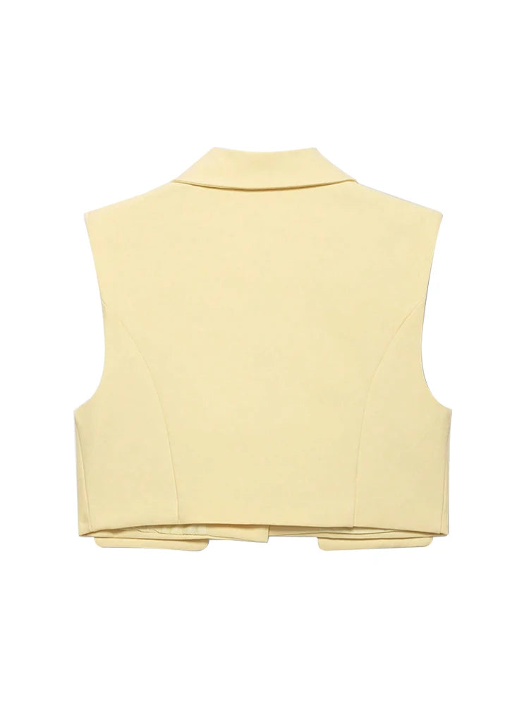 Women's Chic Vest Tops Fashion Cropped Waistcoat Sleeveless Lapel Collar Female Outerwear - Matrix Studios