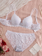 6-Piece Set Women's Bra and Panties Set Sexy Patterned Lace Patchwork No Lining Comfortable Fitting Women's Push-Up Bra Women's Underwear Set - Matrix-studios.com