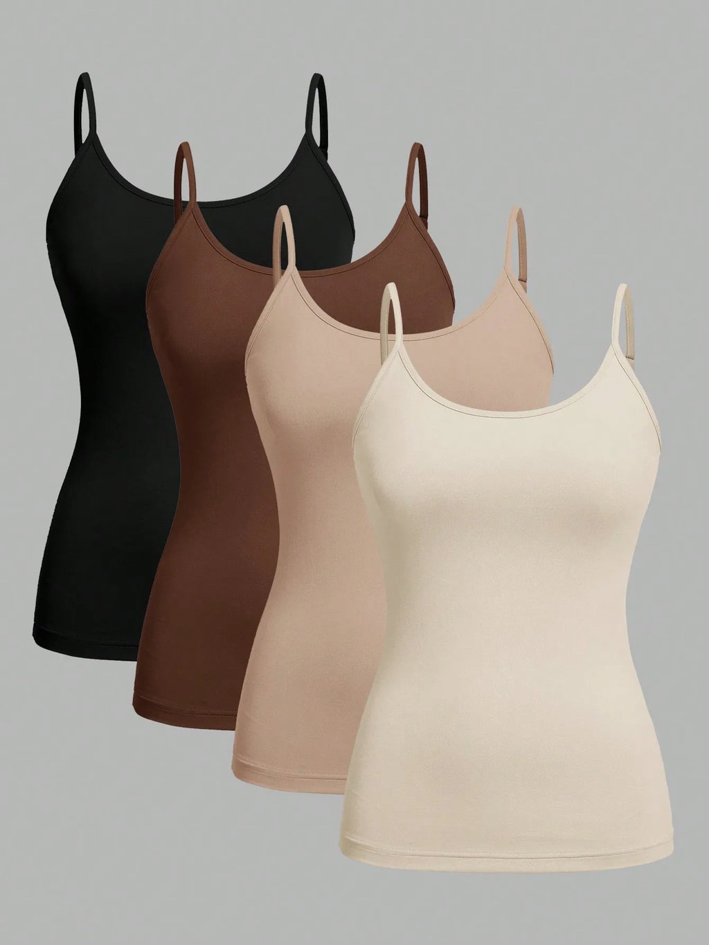 4 pcs Women Solid Color  Camisoles Vest Women Tank Tops Female Summer Sexy Strap Basic Tops Sleeveless Camisole T-shirt - Matrix-studios.com