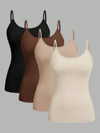 4 pcs Women Solid Color  Camisoles Vest Women Tank Tops Female Summer Sexy Strap Basic Tops Sleeveless Camisole T-shirt - Matrix-studios.com