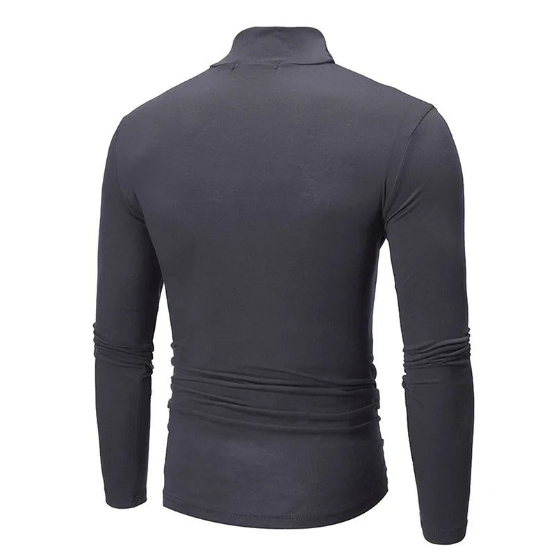 Autumn  Winter Men's High Neck T-shirt Slim Fit Fashion High Elastic Long Sleeve Casual Breathable Apparel Pullover - Matrix Studios