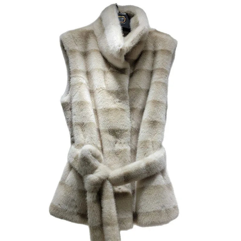 DEAT 2026 Autumn Winter New Warm Faux Mink Fashion Versatile Vest For Women Thickened Fur Sleeveless Coat Female 11A06784 - Matrix Studios