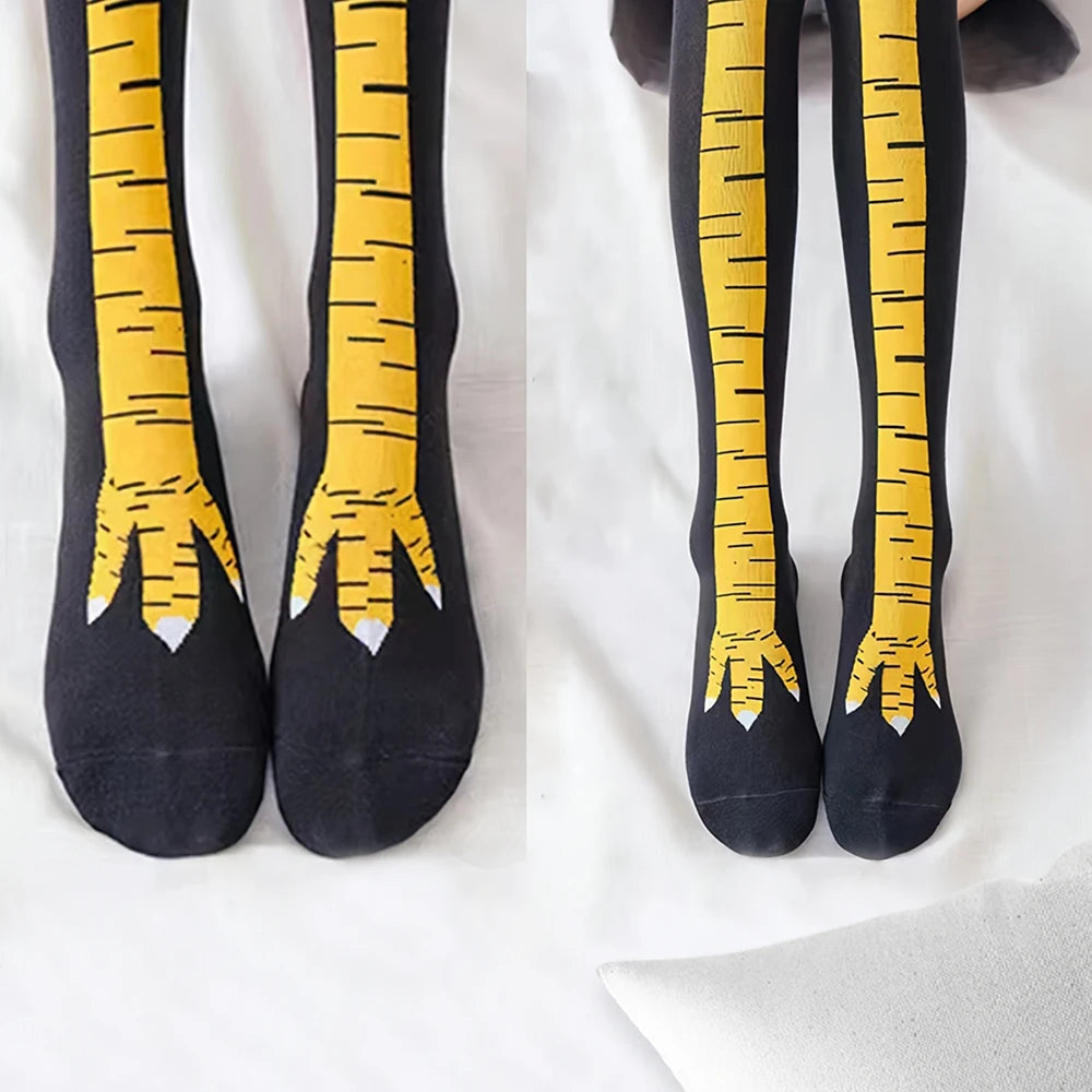 1/2/5/10 Pairs Women Knee High Socks Trendy Cartoon Funny Chicken Claw Socks Fitness Sport Casual Slim Leg Long Tube Socks Women - Matrix Studios