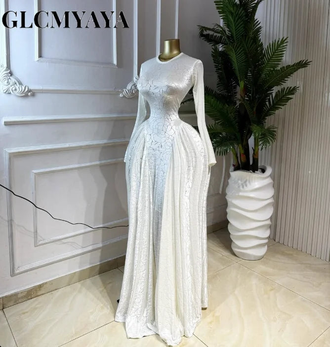 CM.YAYA Women O-neck Long Sleeve Pleated Inner A-line Maxi Dress 2026 Evening Sexy Party Birthday Vacation Long Dresses Vestidos - Matrix-studios.com