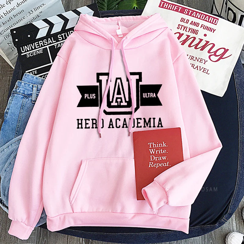 Harajuku Anime Manga UA My Hero Academia Logo Hoodies Sweatshirt Men Long Sleeve Streetwear Women Patchwork Winter Sweatshirts - Matrix Studios