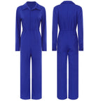 Womens Work Jumpsuit Fashion Button Coverall Casual Turn Down Collar Long Sleeve Romper Overall Elegant Button Front Design - Matrix Studios