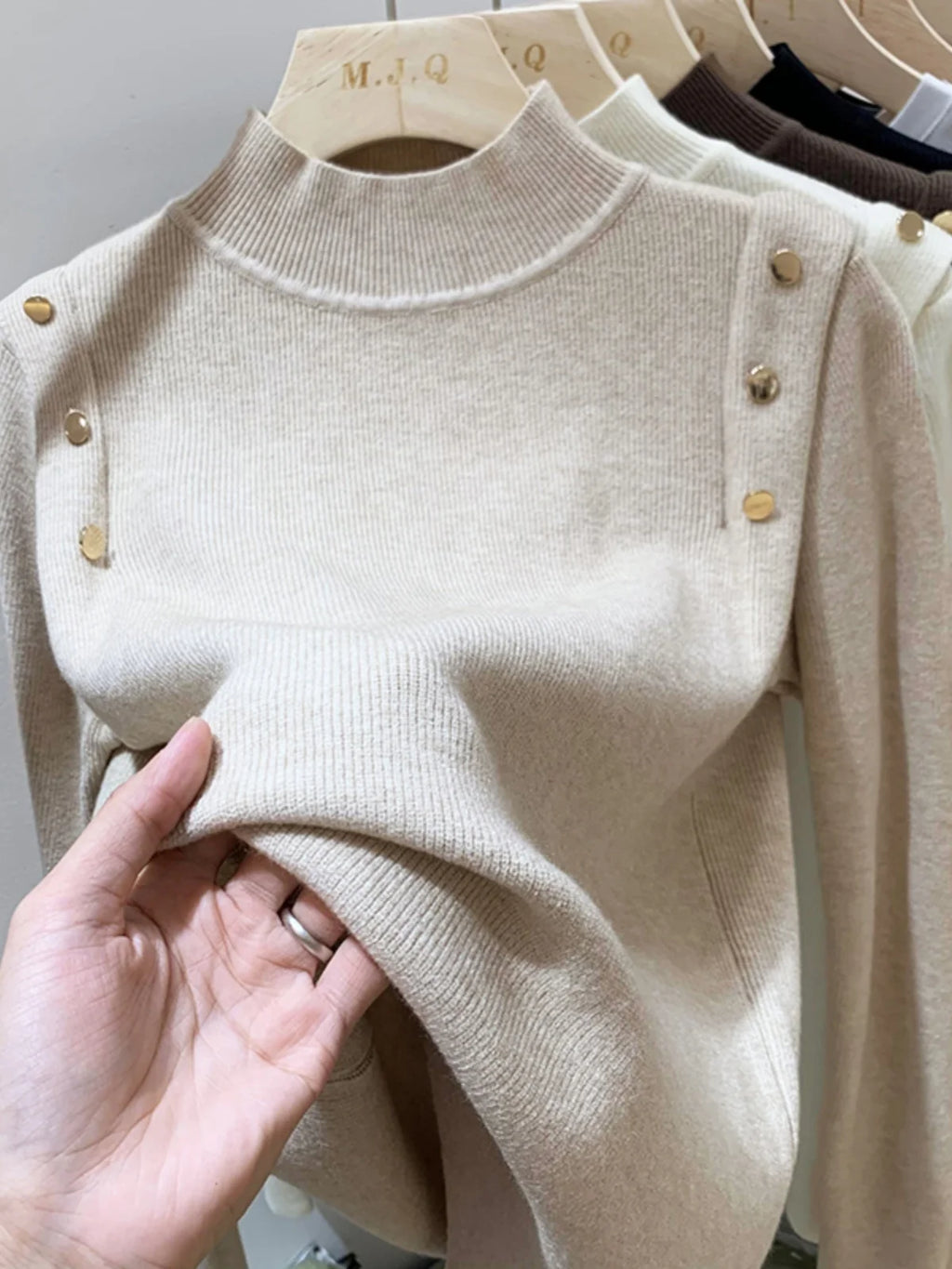 AOSSVIAO 2026 Button Turtleneck Knitted Women Sweater Pullovers Autumn Winter Basic Women Sweaters Fit Soft Warm Tops - Matrix Studios